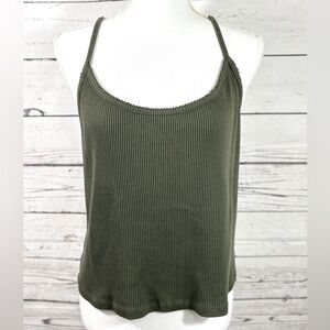 Wild Fable Olive Ribbed Eyelet Crop Tank in Size XXL GUC